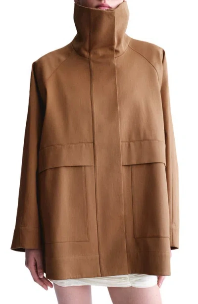 MANGO MANGO OVERSIZE FUNNEL NECK COTTON JACKET