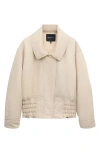 Mango Oversize Gathered Hem Jacket In Neutral