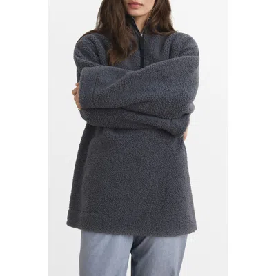 Mango Oversize High Pile Fleece Half Zip Pullover In Blue