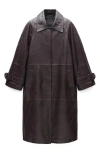 Mango Oversize Leather Coat In Wine
