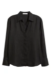 Mango Oversize Linen Shirt In Black