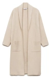 Mango Oversize Long Cardigan In Neutral