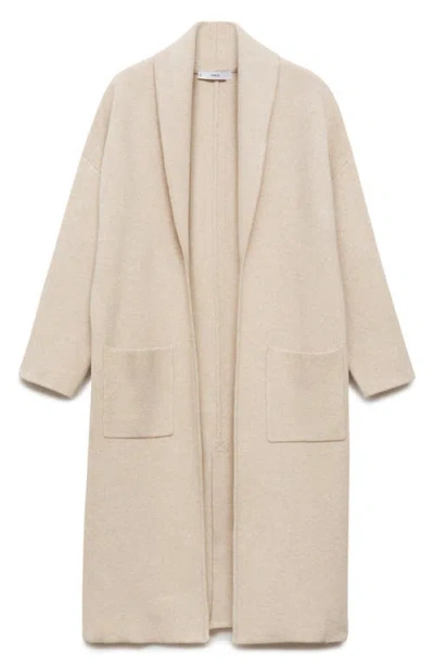 Mango Oversize Long Cardigan In Light,pastel Gray
