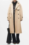 Mango Oversize Long Cotton Trench Coat In Beige