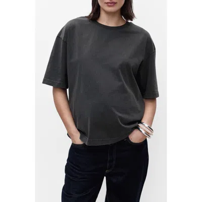 Mango Oversize Maternity Cotton T-shirt In Black