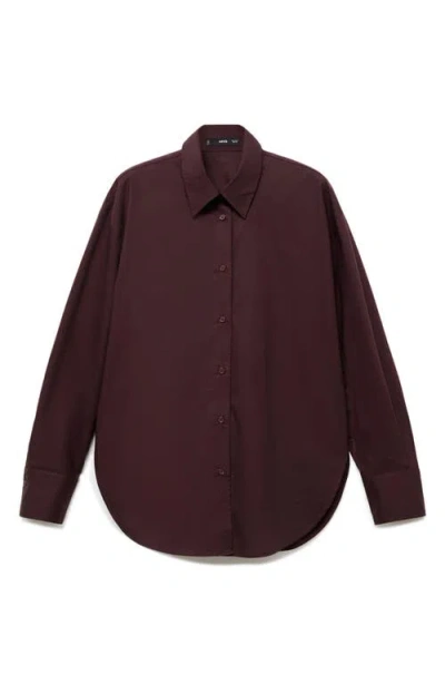 Mango Oversize Poplin Shirt In Brown