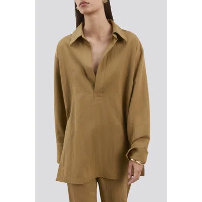 Mango Oversize Popover Shirt In Brown