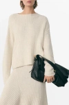 Mango Perkins Neck Sweater With Seams Ecru In Ecru
