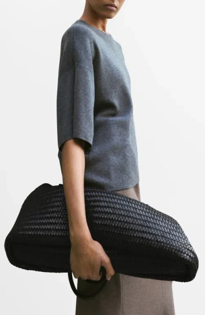 Mango Oversize Short Sleeve Sweater In Gray