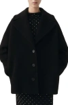 Mango Oversize Short Wool Blend Coat In Black