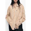 Mango Oversize Stripe Button-up Shirt In Nude