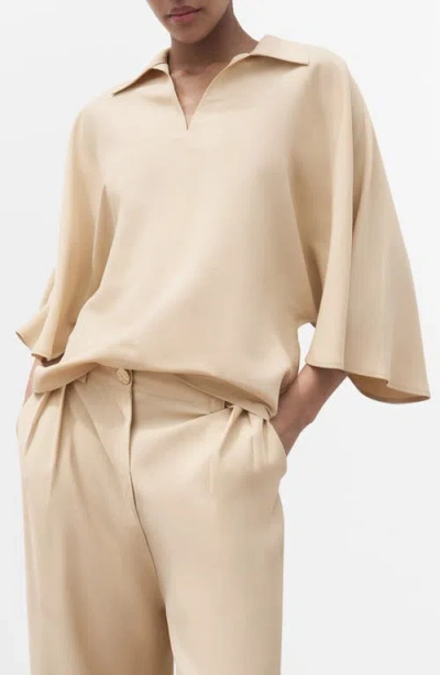 MANGO MANGO OVERSIZE THREE-QUARTER SLEEVE POLO