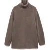 Mango Oversize Turtleneck Sweater In Brown