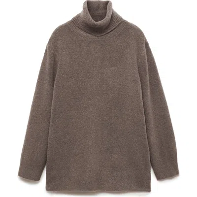Mango Oversize Turtleneck Sweater In Brown