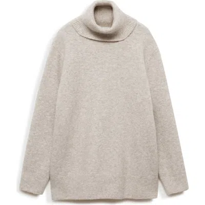 Mango Ribbed Turtleneck Dress  Light/pastel Grey