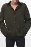 Mango Oversize V-neck Cardigan In Green