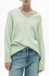 Mango Oversize V-neck Sweater In Aqua Green