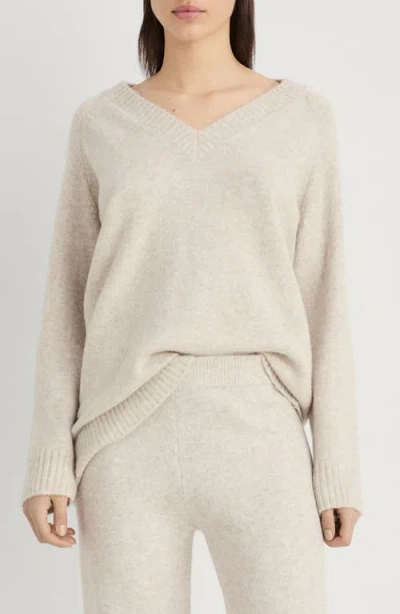 Mango Oversize V-neck Sweater In Beige