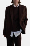 Mango Oversize Wool Blazer In Brown