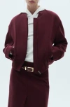 Mango Oversize Wool Blend Bomber Jacket In Burgundy