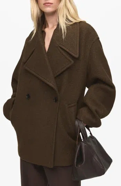 Mango Oversize Wool Blend Coat In Brown