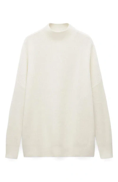 Mango Oversize Wool Mock Neck Sweater In Ecru