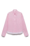 Mango Oversized Contrast Shirt In Pink