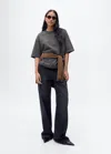 Mango Oversized Cotton T-shirt Charcoal