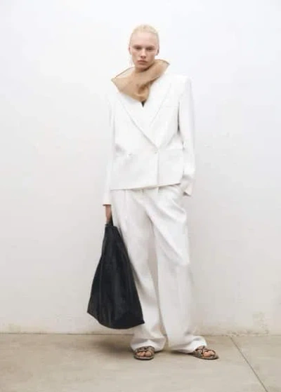 Mango Oversized Double-breasted Suit Jacket White