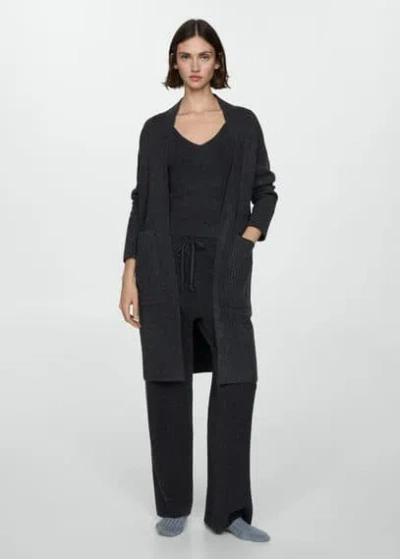 Mango Cardigan Maille Oversize In Gris Anthracite