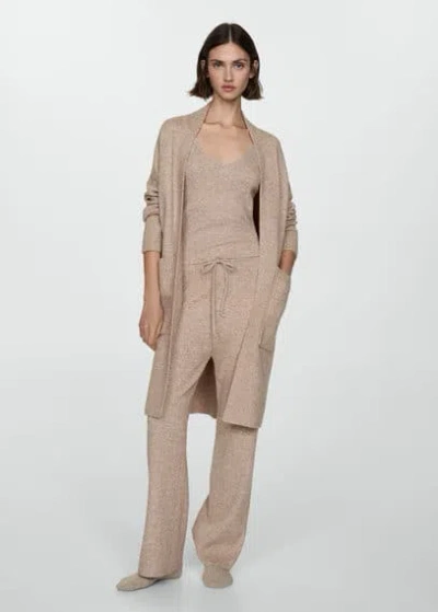 Mango Cardigan Maille Oversize In Sable