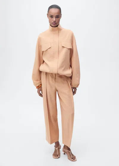Mango Oversized Lyocell Jacket With Pockets Nude
