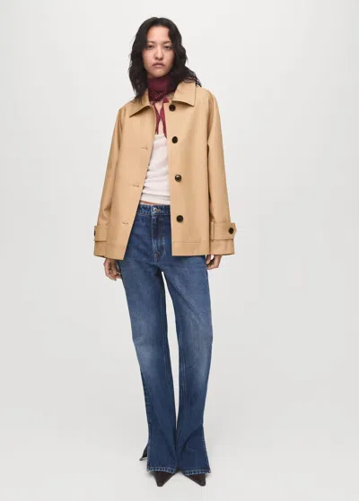 Mango Oversized Parka With Epaulettes Beige In Neutral