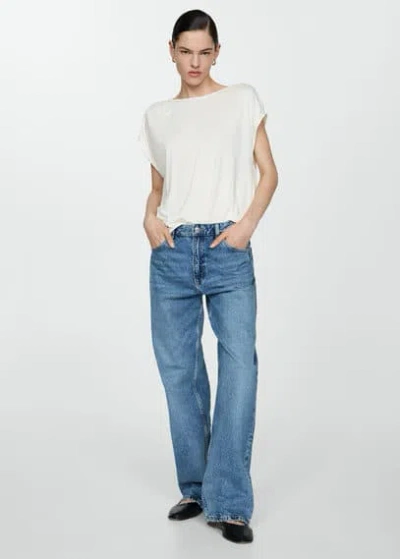 Mango T-shirt Manches Courtes Oversize In Ecru