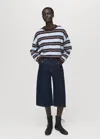 Mango Oversized Striped Sweater Chocolate In Brown