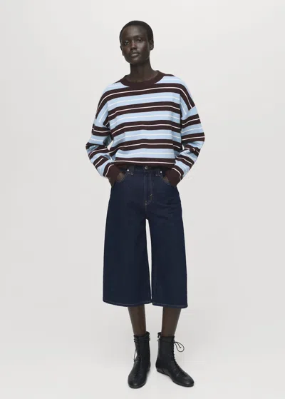 Mango Oversized Striped Sweater Chocolate In Brown