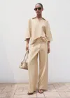 Mango Oversized Three-quarter Sleeve Shirt Sand In Neutral