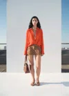 Mango Oversized Wrinkled Effect Shirt Orange In Orange
