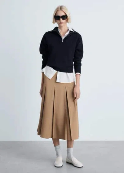 Mango Oversized Zip Neck Jersey Dark Navy