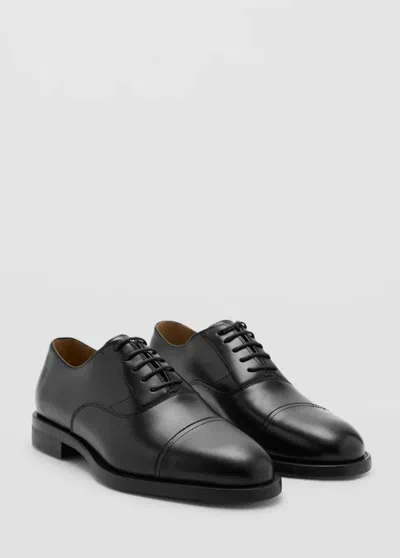 Mango Oxford Style Leather Shoe In Black