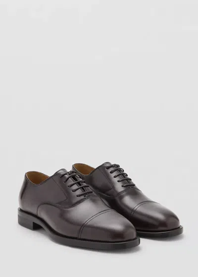 Mango Oxford Style Leather Shoe In Brown