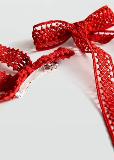 Mango Pack Of 2 Crochet Bow Pins Red