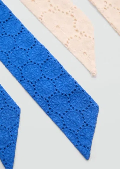 Mango Pack Of 2 Embroidered Scarves Blue