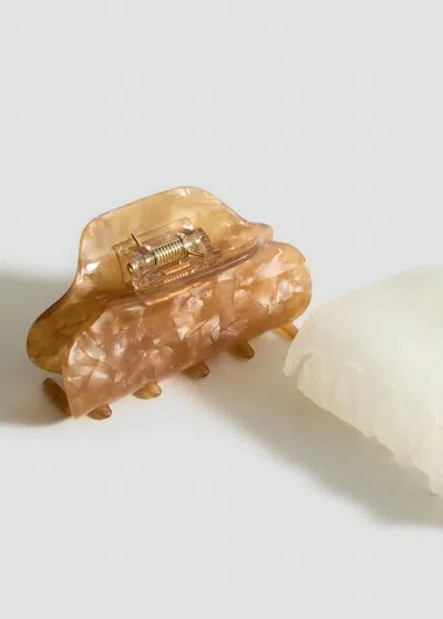 Mango Pack Of 2 Hair Clips Brown
