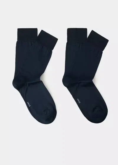 Mango Pack Of 2 Long Cotton Socks In Blue