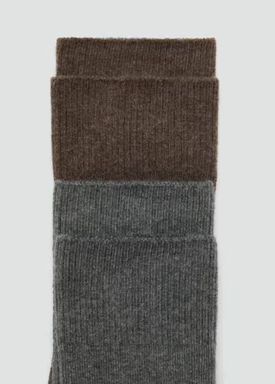 Mango Pack Of 2 Ribbed Cotton Socks Chocolate In Brown