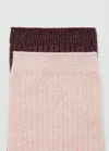 Mango Lot 2 Paires De Chaussettes Lurex Maille Côtelée Bordeaux - Femme - Taille Unique -  In Multi