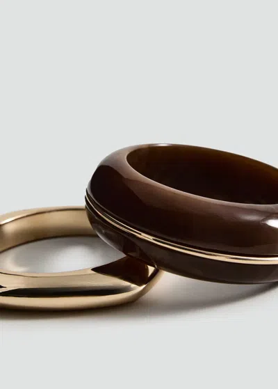 Mango Pack Of 2 Rigid Bracelets Gold
