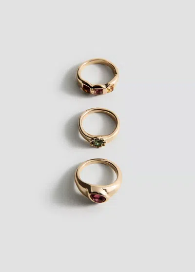 Mango Pack Of 3 Combined Rings In Gold