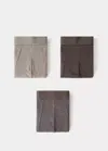 Mango Pack Of 3 Cotton Combination Briefs In Brown